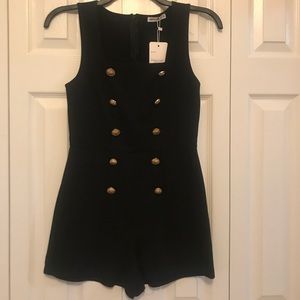Black button romper